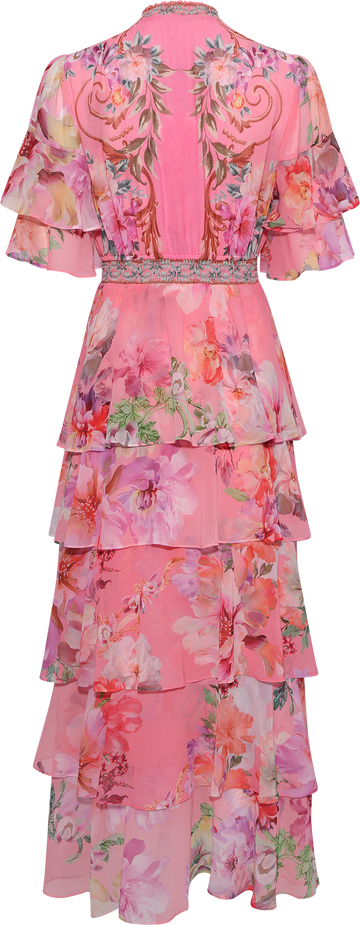 Itzayana Long Dress W Tiered - Coral