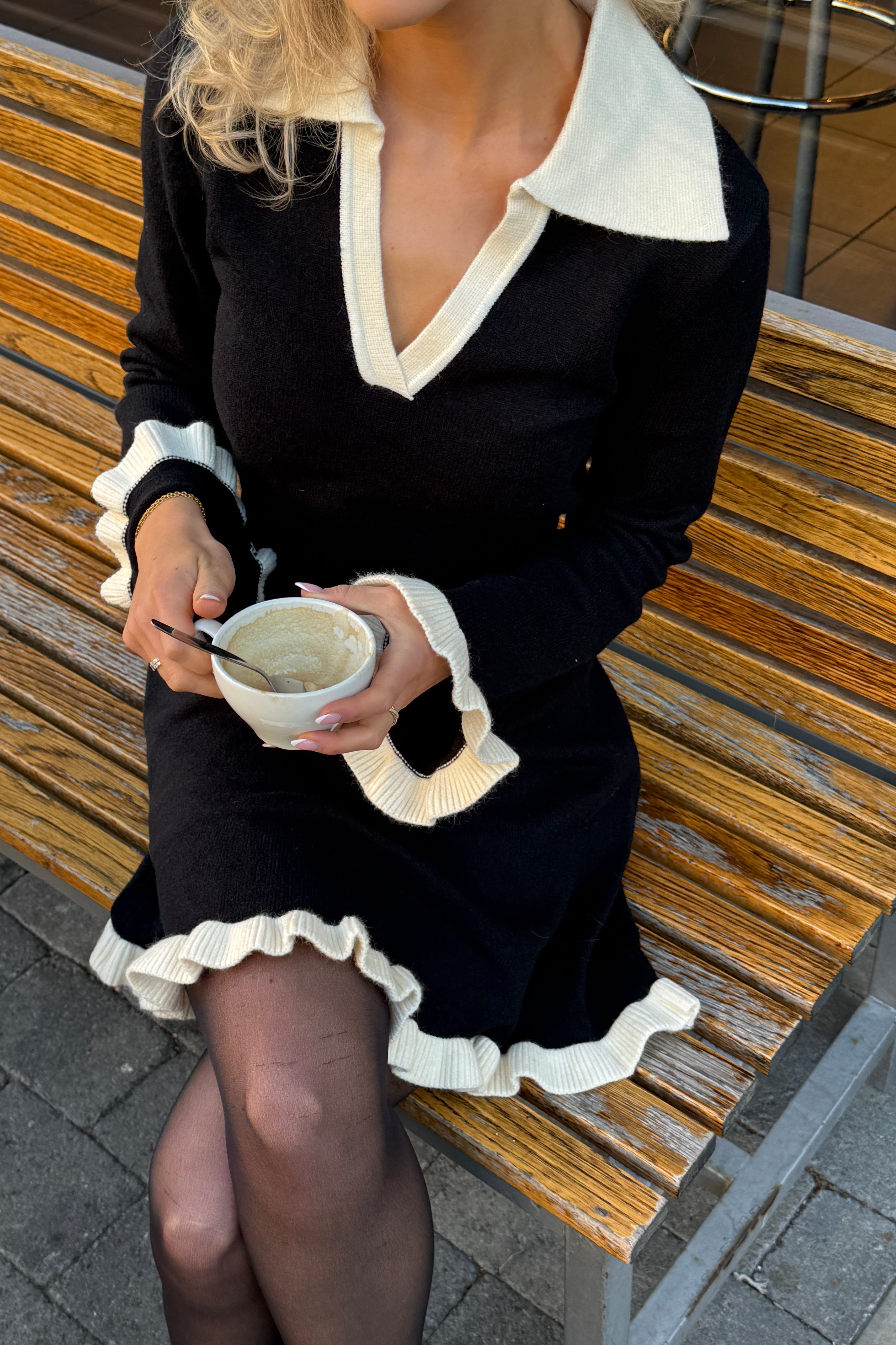 OSMINE af nor - Kjoler - Marie Knitted Dress - Black - Villoid