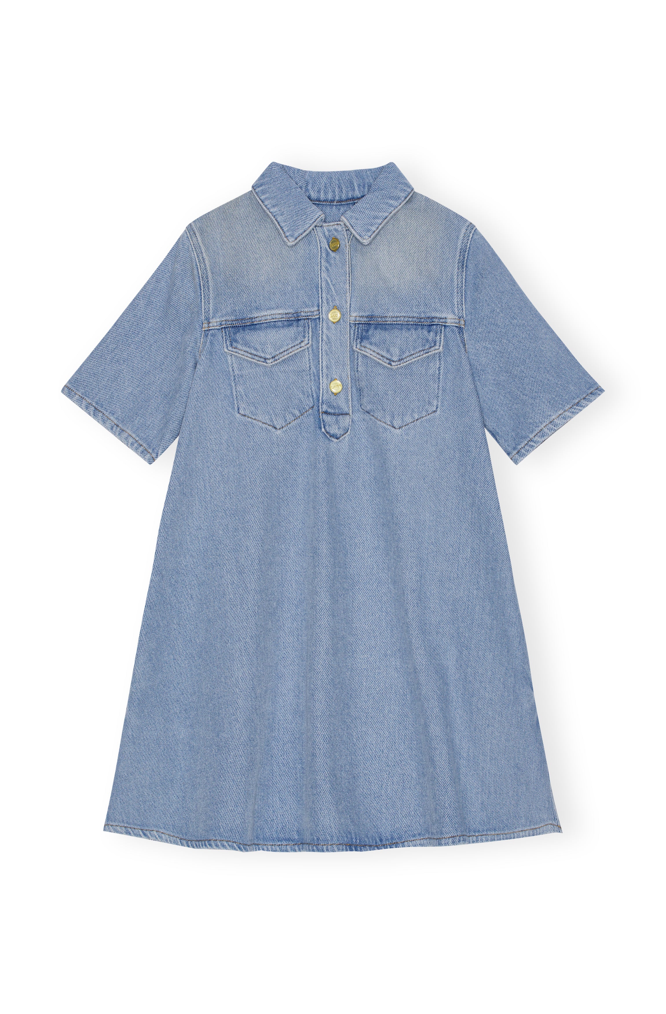 ganni tint denim mini dress Ganni Tint-edge Denim Mini Dress