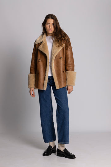 Marie Faux Shearling Jacket - Cognac