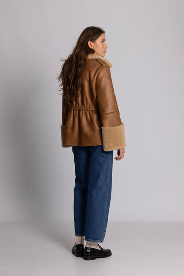 Marie Faux Shearling Jacket - Cognac