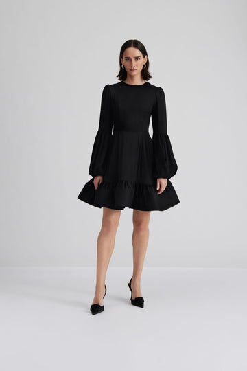 Jasmine Ruffled Mini Dress - Black