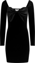 Bow-Down Velvet Mini Dress - Black
