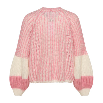Liana Knit Cardigan - White/Rose