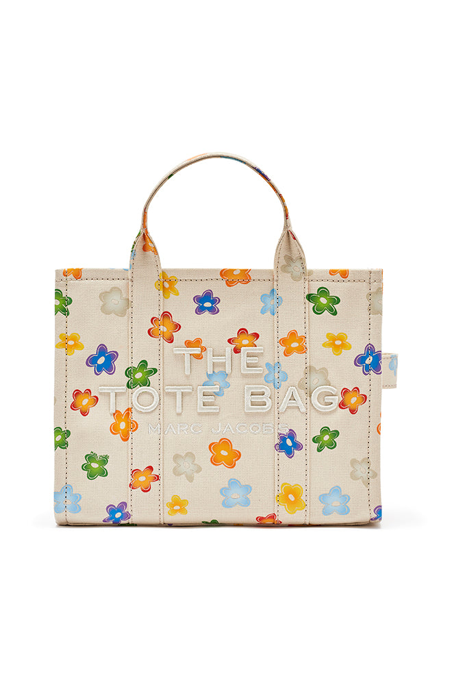 The Medium Flower Tote - White Multi