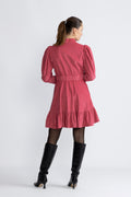 Baby Cord Mini Dress - Raspberry