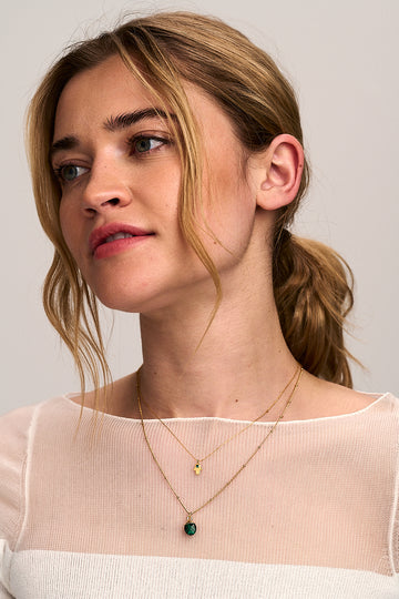 Hamsa Hand Ditsy Charm Necklace - Emerald