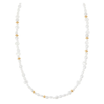 Mixed Pearl & Gold Bead Necklace - Pearl