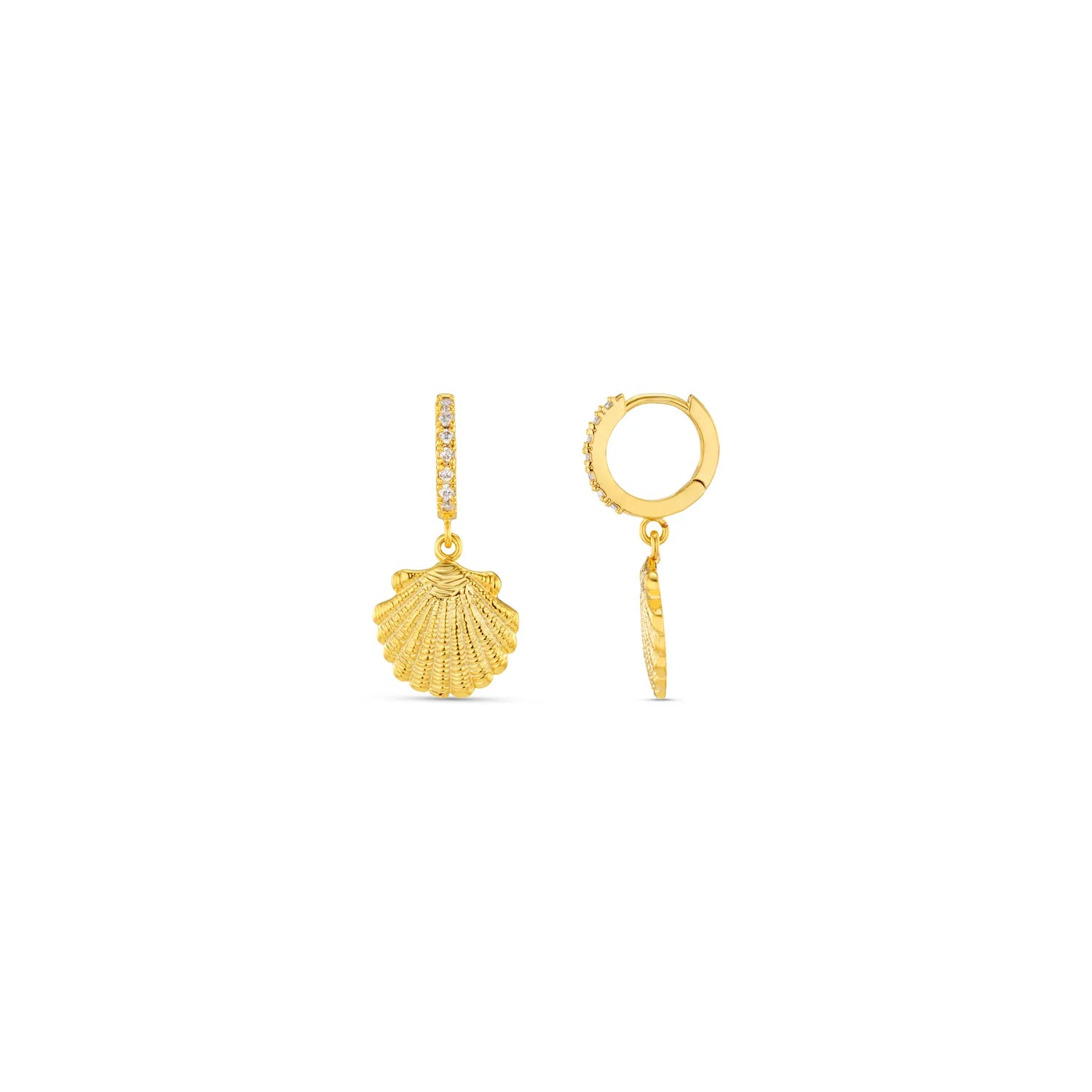 Shell Pave Huggie Hoop Pale Gold main image 1
