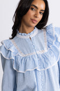 Viva Voile Blouse - Blue Stripe