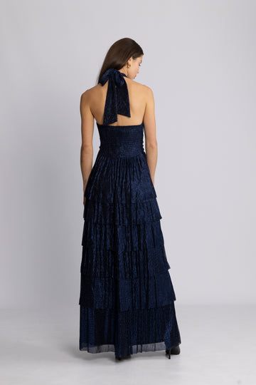 Ingalu Plisse Dress - Navy