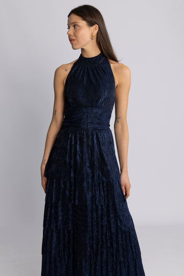 Ingalu Plisse Dress - Navy