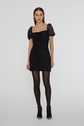 Lace Puff Sleeve Dress - Black