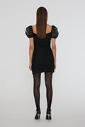 Lace Puff Sleeve Dress - Black