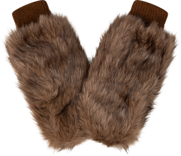 Astrid Faux Fur Mittens - Brown