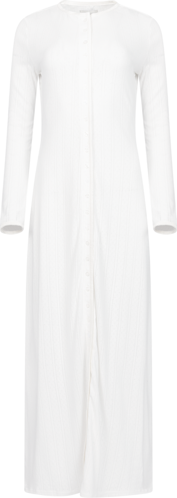 Perle Pointelle Cardigan Dress - White
