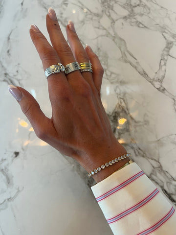 Crystal Cup Chain Tennis Bracelet - Gold
