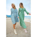 Sally Short Dress - Teal Blue Flower