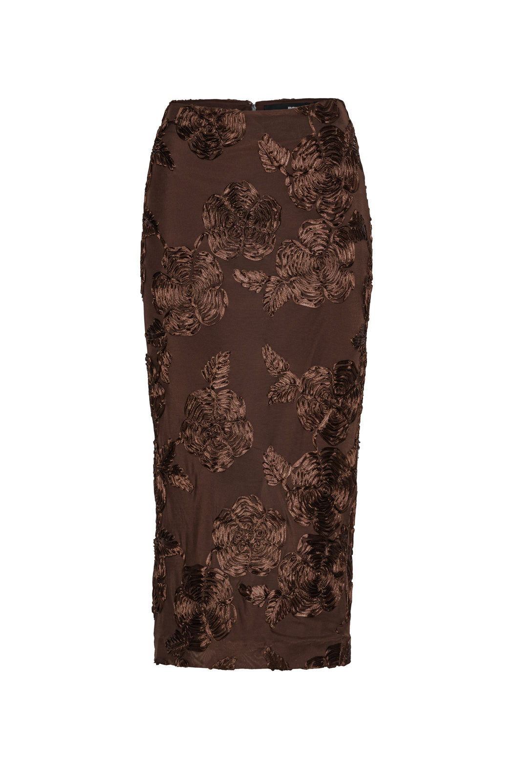 Flower Mesh Pencil Skirt - Chicory Coffee