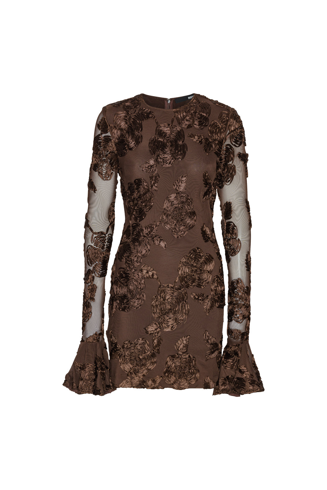 Flower Mesh Mini Dress - Chicory Coffee