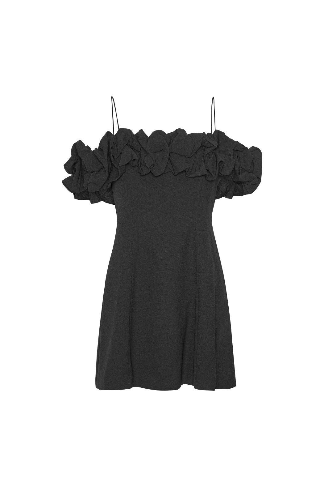 Crepe A-Line Mini Dress - Black