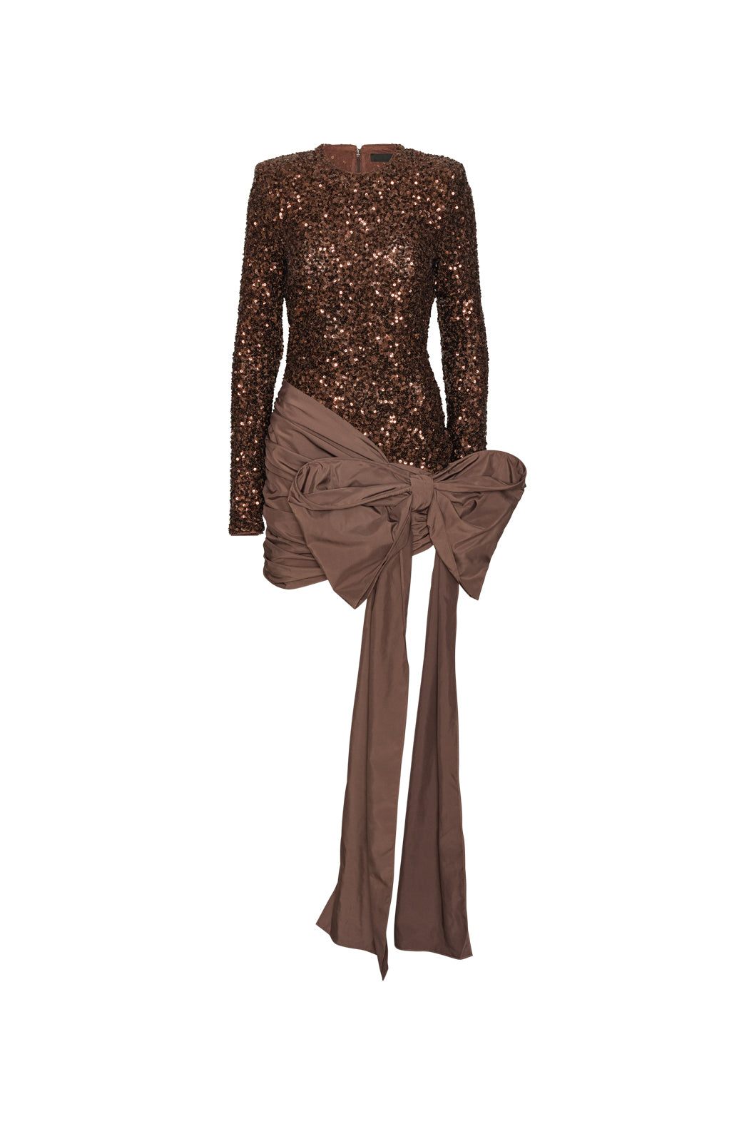 Sequins Bow Mini Dress - Chicory Coffee