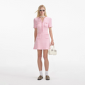 Textured Knit Mini Dress - Pink