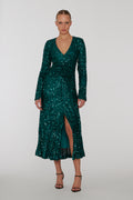 Sequins Midi Slit Dress - Sea Moss