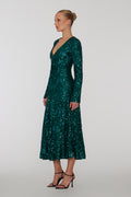 Sequins Midi Slit Dress - Sea Moss