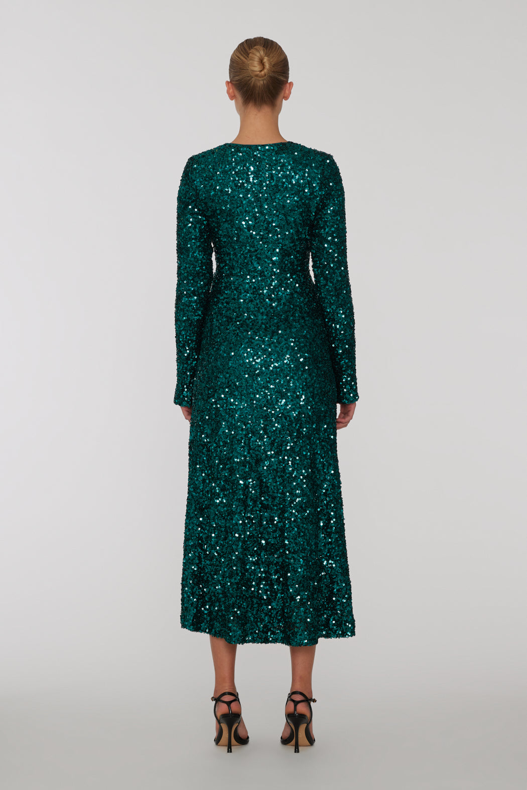 Sequins Midi Slit Dress - Sea Moss