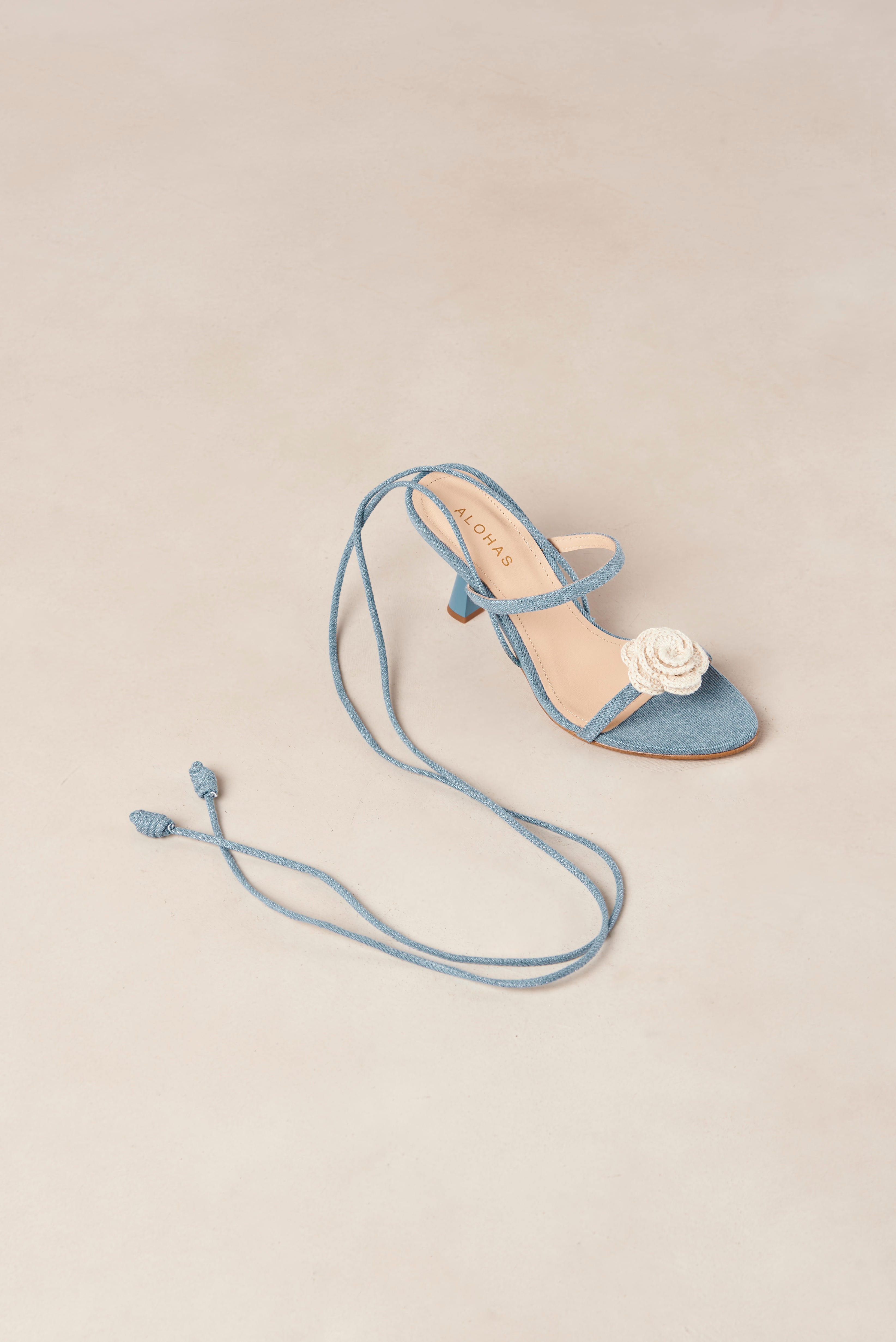 Kendra Denim Sandals Bloom Denim Blue VILLOID