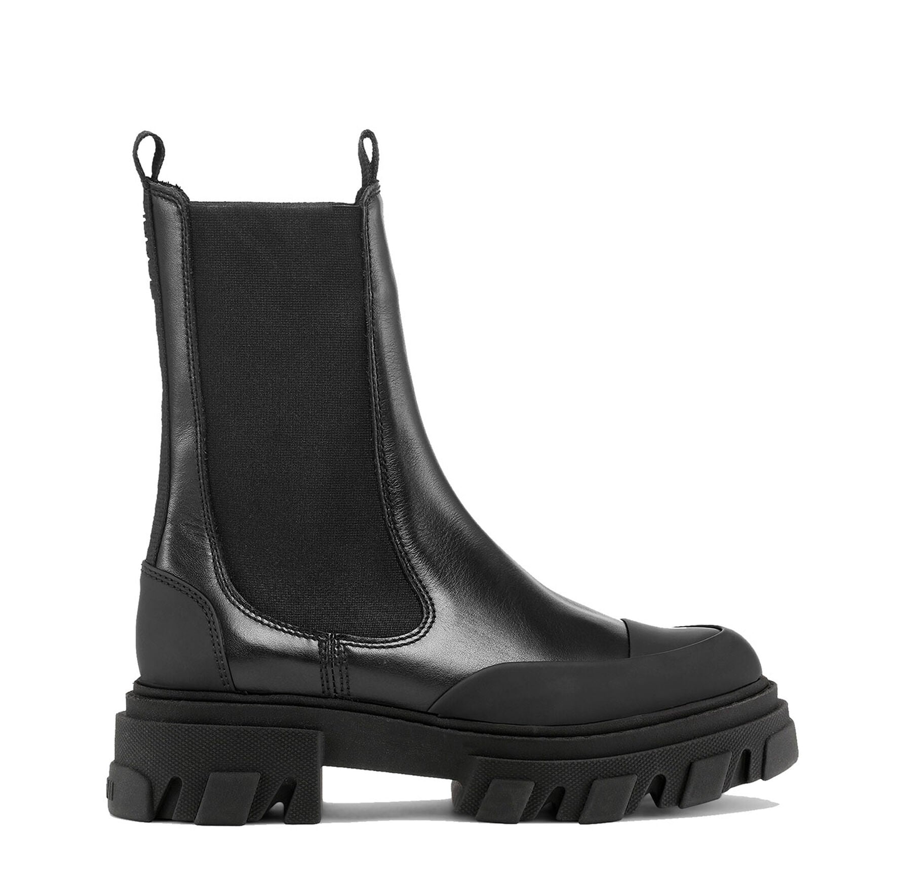 Ganni - Sko - Cleated Mid Chelsea Boot Black Stitch - Black