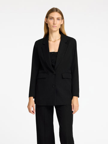 Eli-Rita Ls Relaxed Blazer - Black Silver Stripes