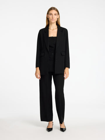 Eli-Rita Ls Relaxed Blazer - Black Silver Stripes