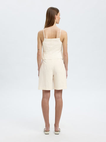 Mette Buttoned Jacquard Strap Top B - Snow White