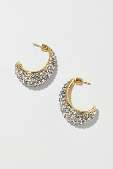 Small Crescent Hoops - Gold/Clear
