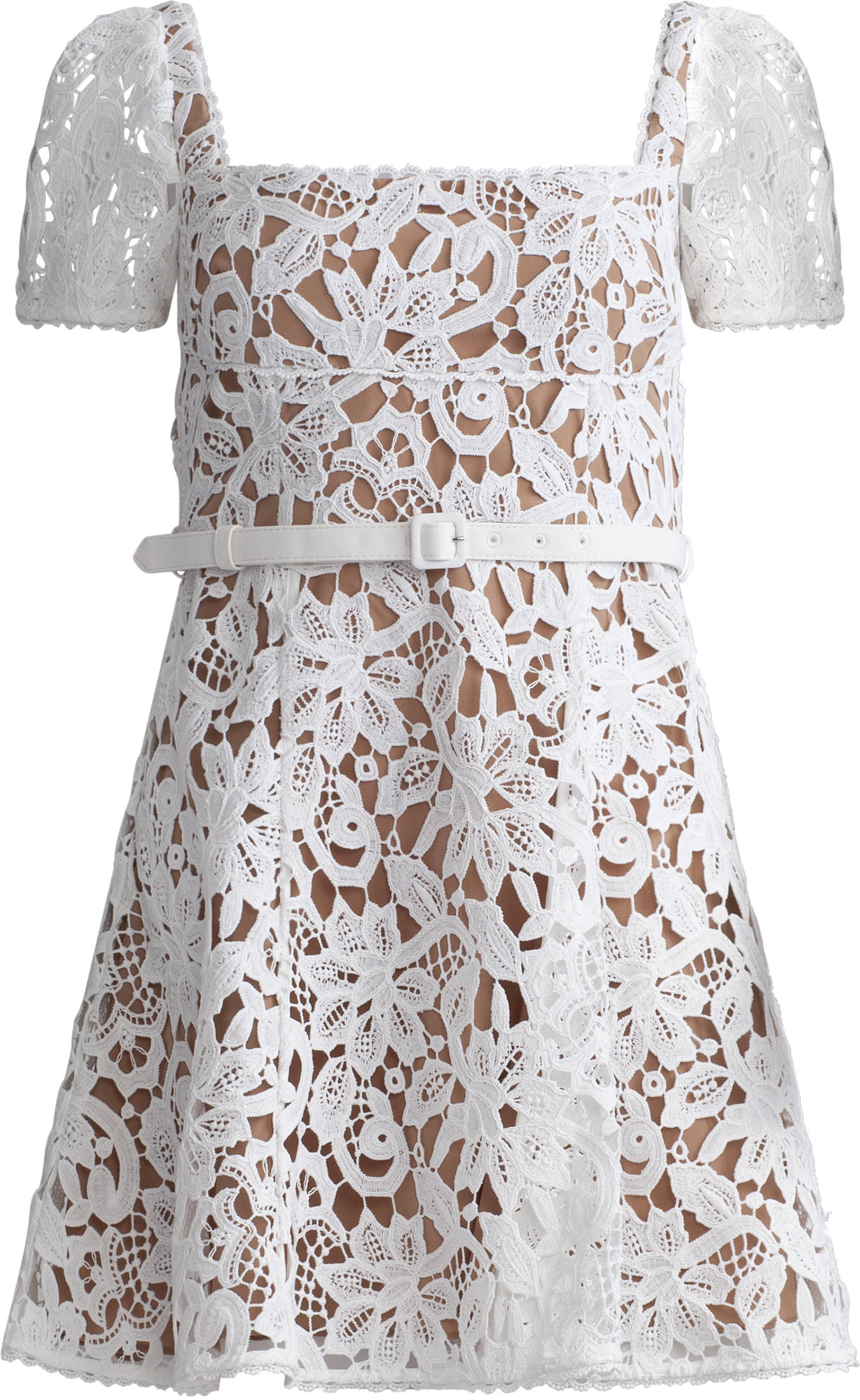 Self-Portrait - Kjoler - Floral Lace Mini Dress - White - Villoid Self-Portrait - Kjoler - Floral Lace Mini Dress - White - Villoid