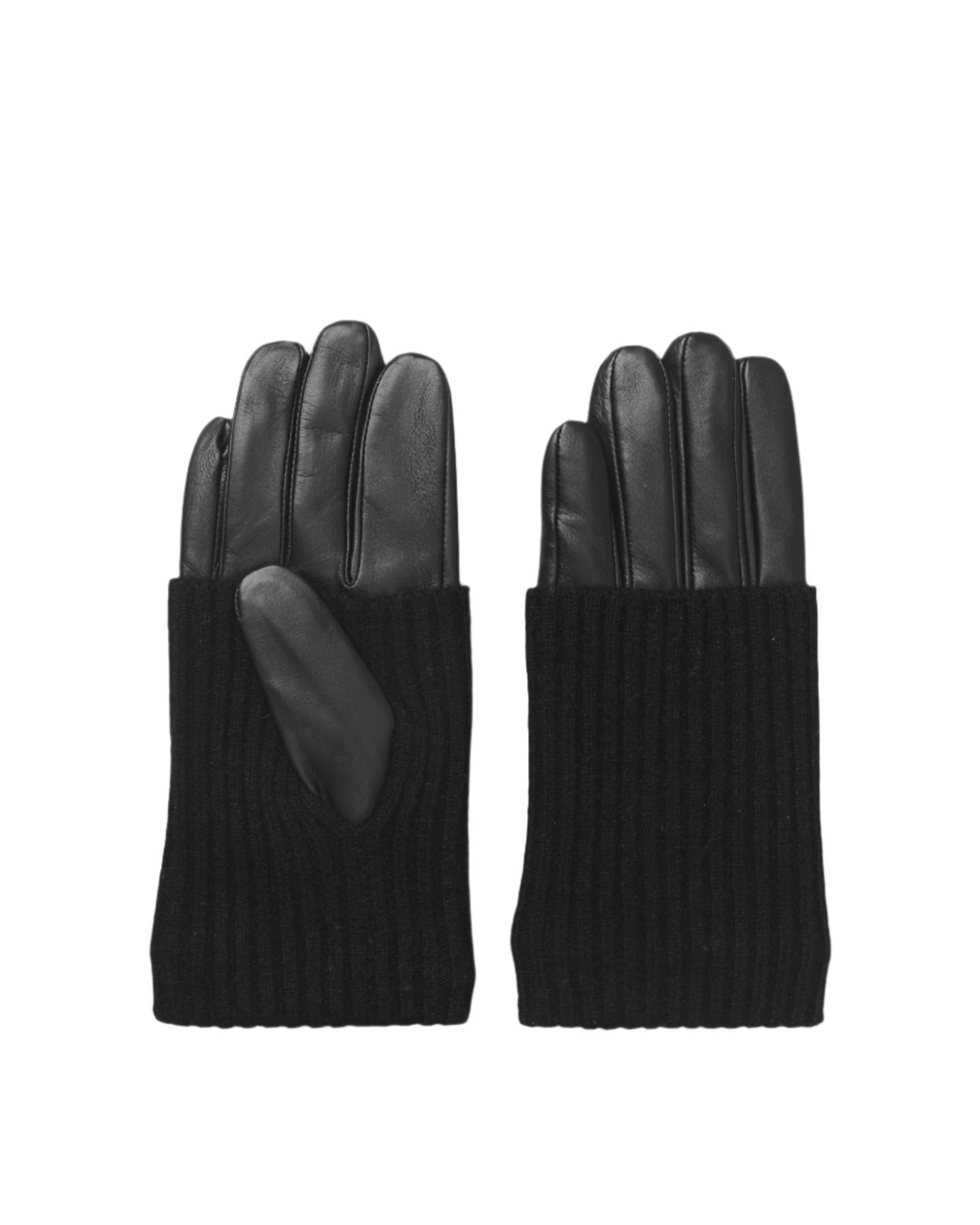 Day Leather Knit Glove - Black