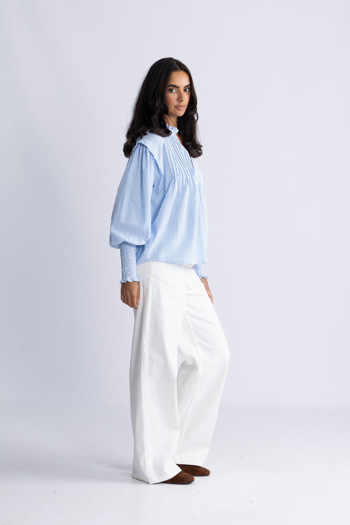 Emma Stripe Blouse - Blue