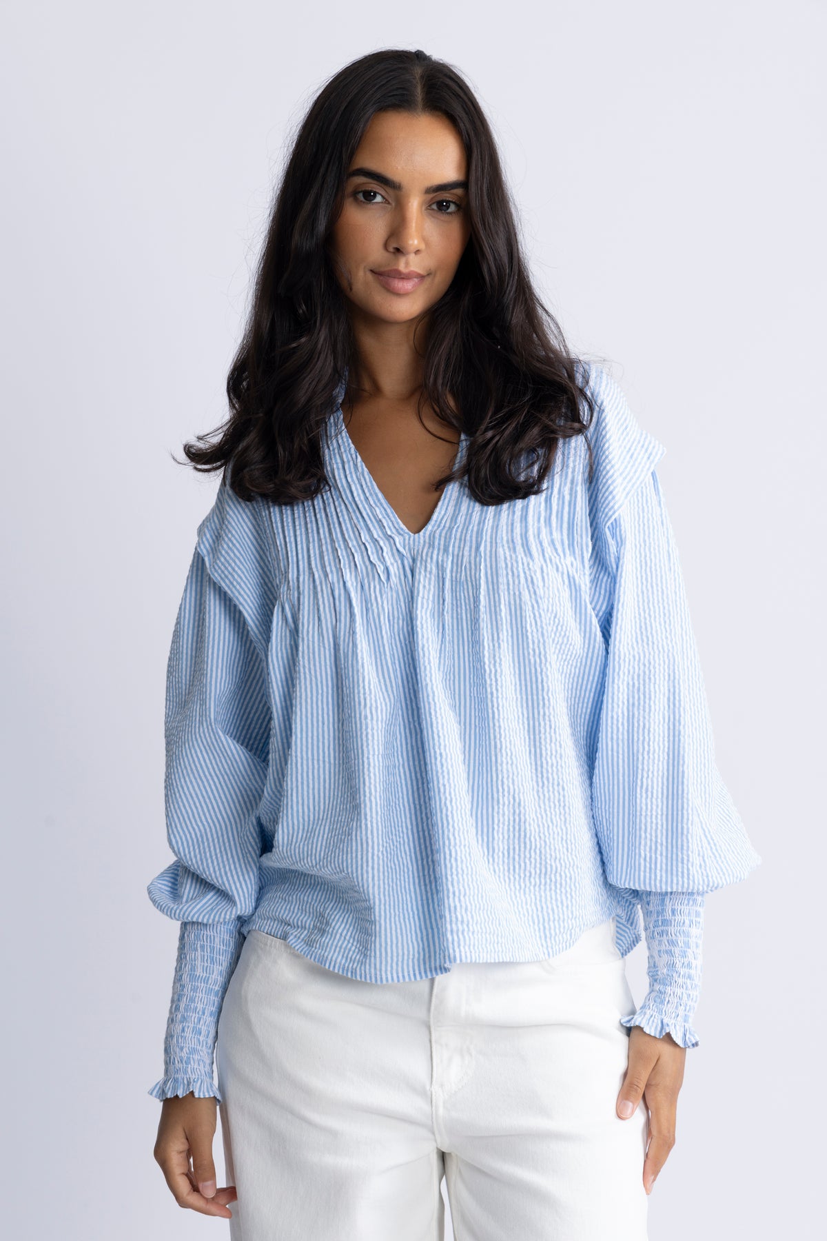 Emma Stripe Blouse - Blue