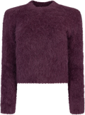 Hairy Knit Fitted Sweater - Burgundy