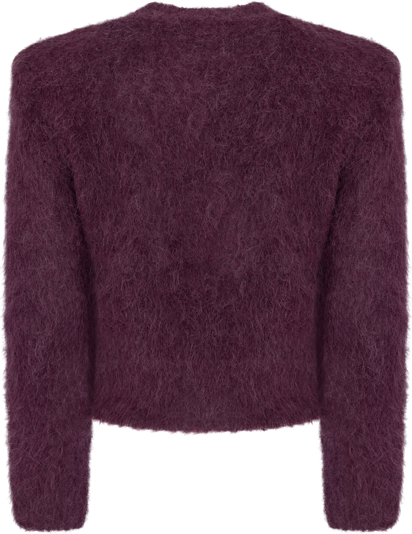Hairy Knit Fitted Sweater - Burgundy