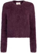 Hairy Knit Jacket - Burgundy