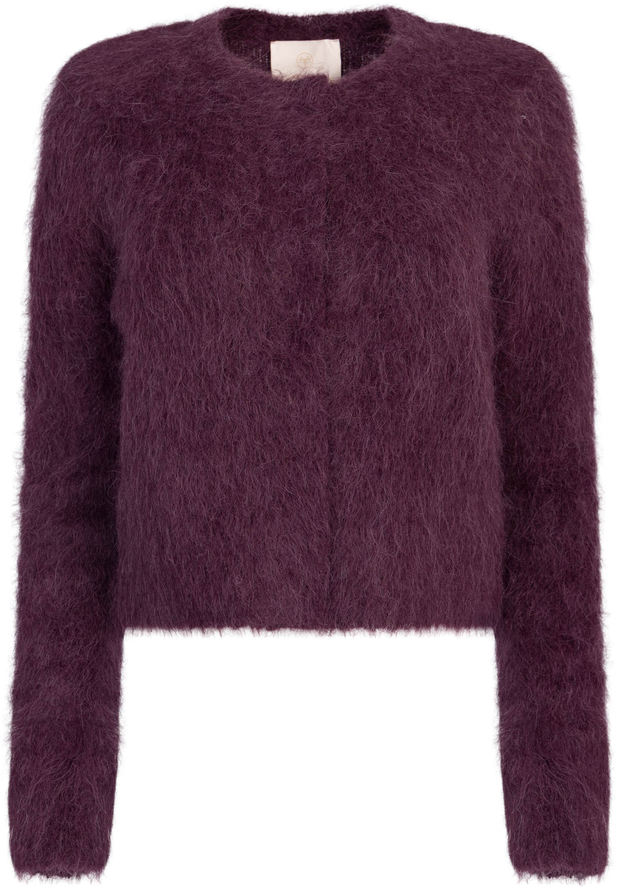 Hairy Knit Jacket - Burgundy
