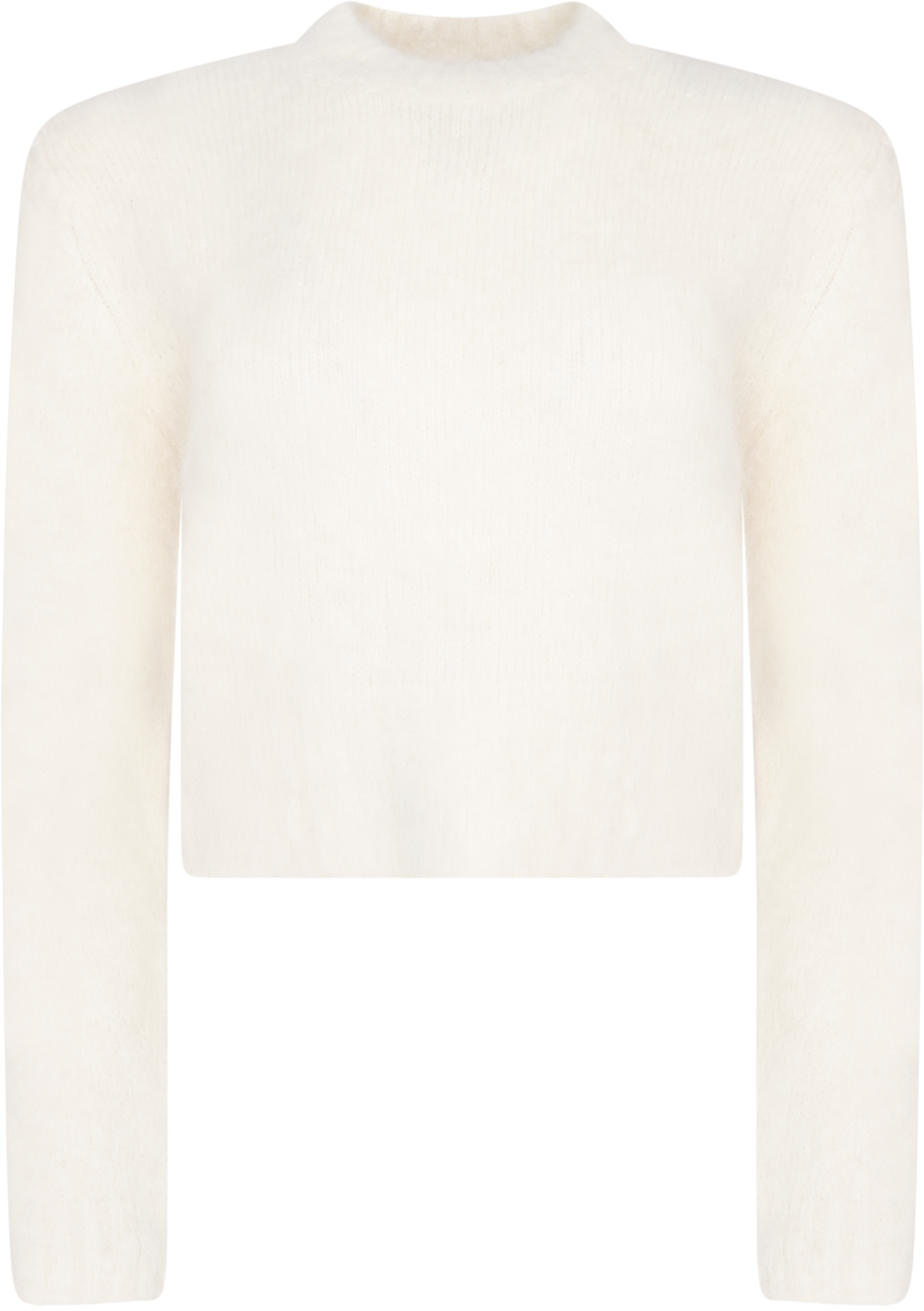 Hairy Knit Fitted Sweater - Off White
