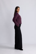 Hairy Knit Jacket - Burgundy