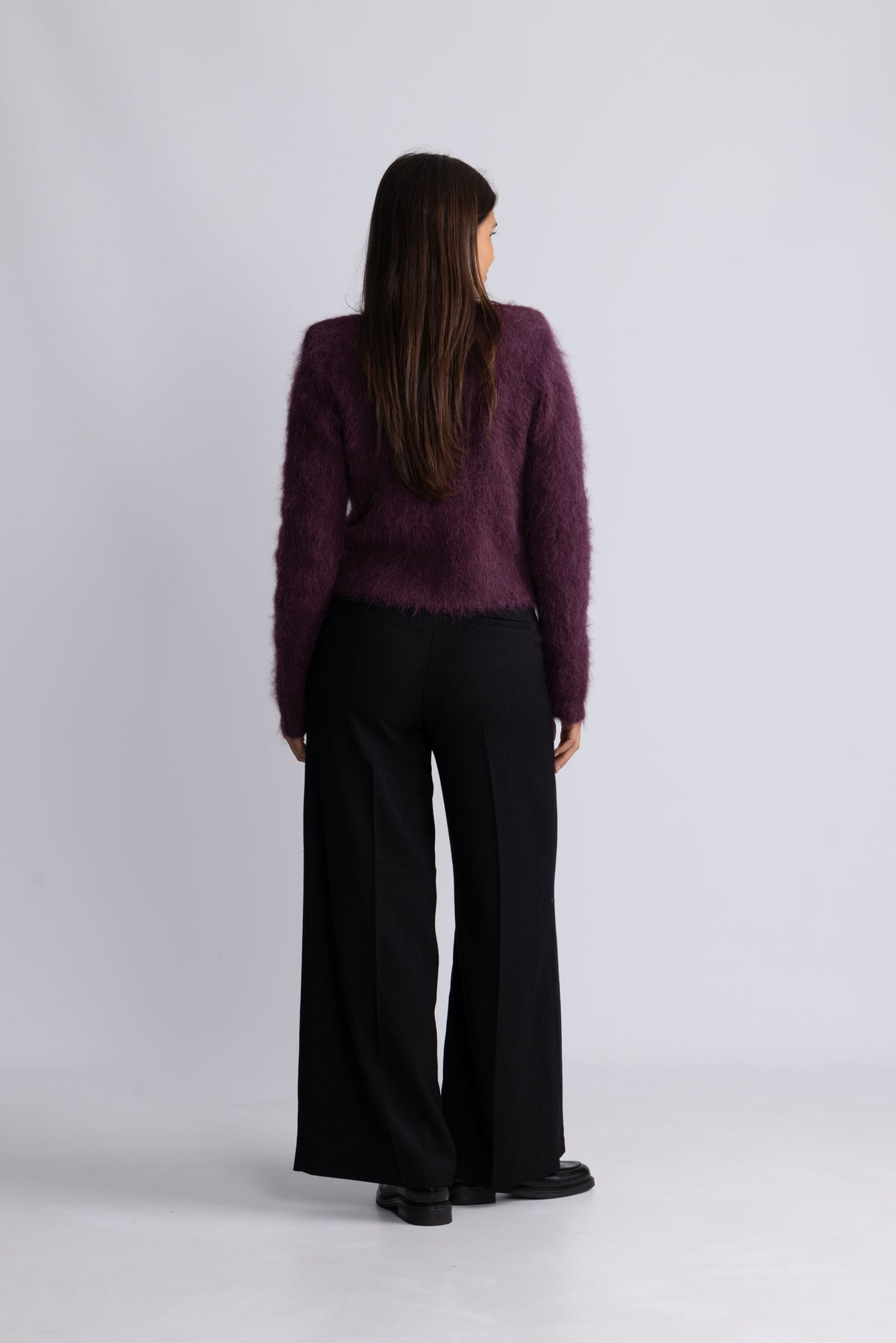 Hairy Knit Jacket - Burgundy