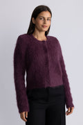 Hairy Knit Jacket - Burgundy
