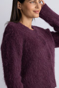 Hairy Knit Jacket - Burgundy