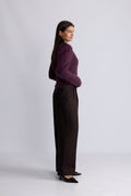 Hairy Knit Fitted Sweater - Burgundy